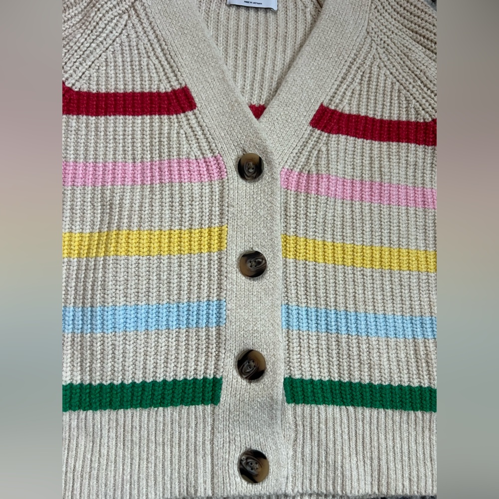 OLD NAVY | Brushed Striped Shaker-Stitch Cardigan Sweater Rainbow - Picture 10 of 10